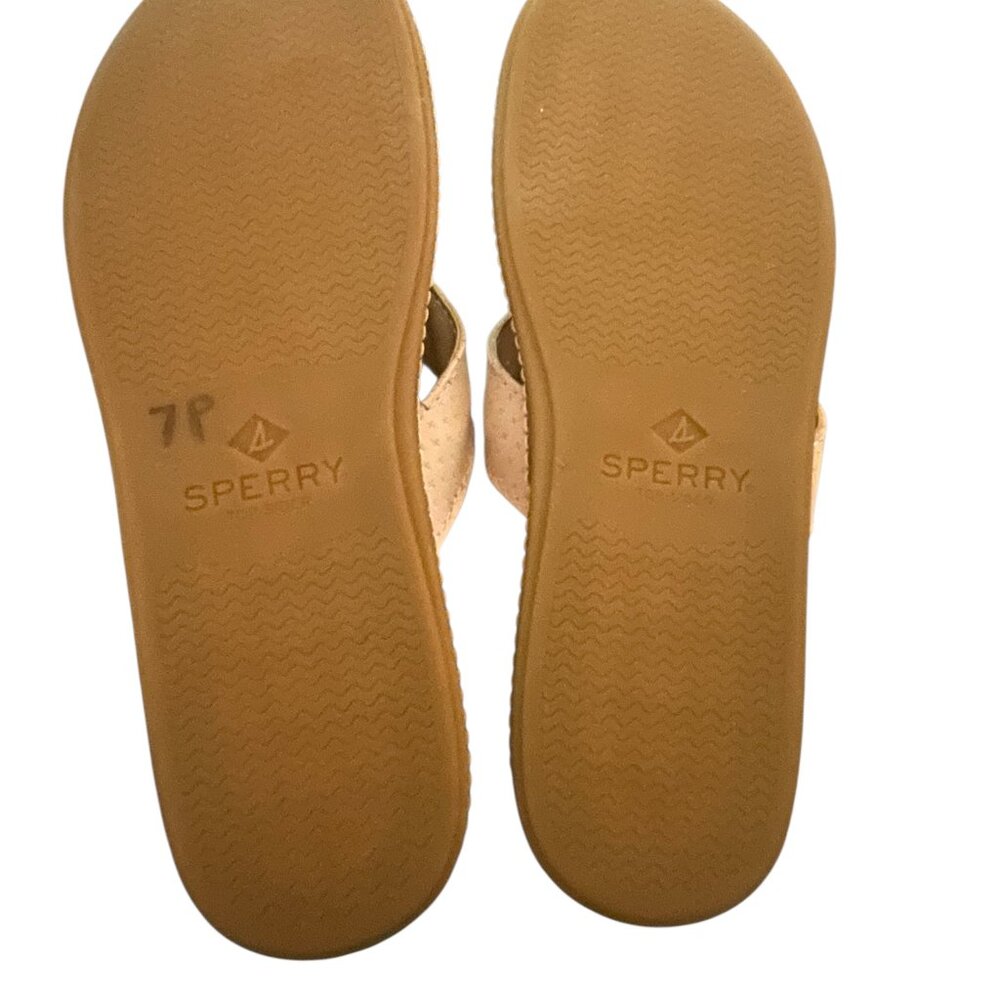 Sperry Waveside PLUSHWAVE Leather Flip Flops Blush Pink Preppy Beach Size 7 - Picture 6 of 9